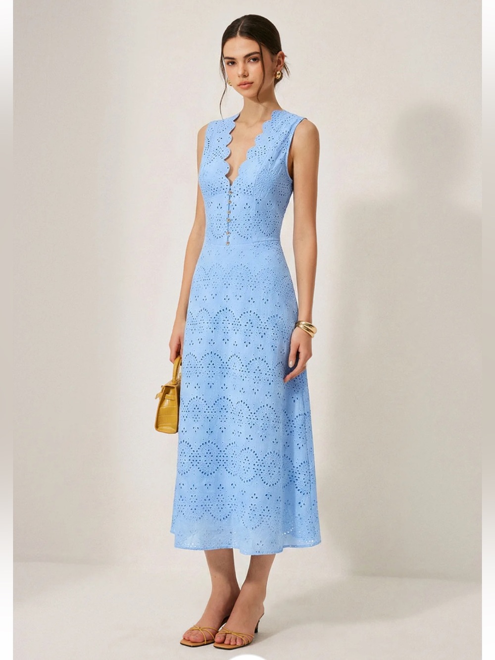 NWT Commense Cotton Sleeveless Embroidered Eyelet Dress size S